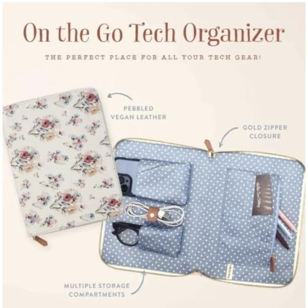 Matilda Jane Womens Girls On The Go Tech Floral Organizer‎ School Work New
